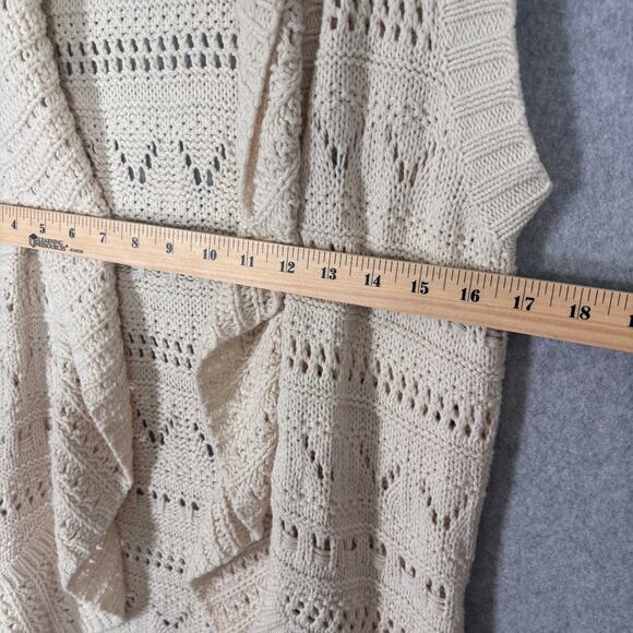 Sonoma Cardigan Vest Medium Cream Crochet Sheer Festival Farmhouse‎ Cottage Boho - Picture 6 of 9